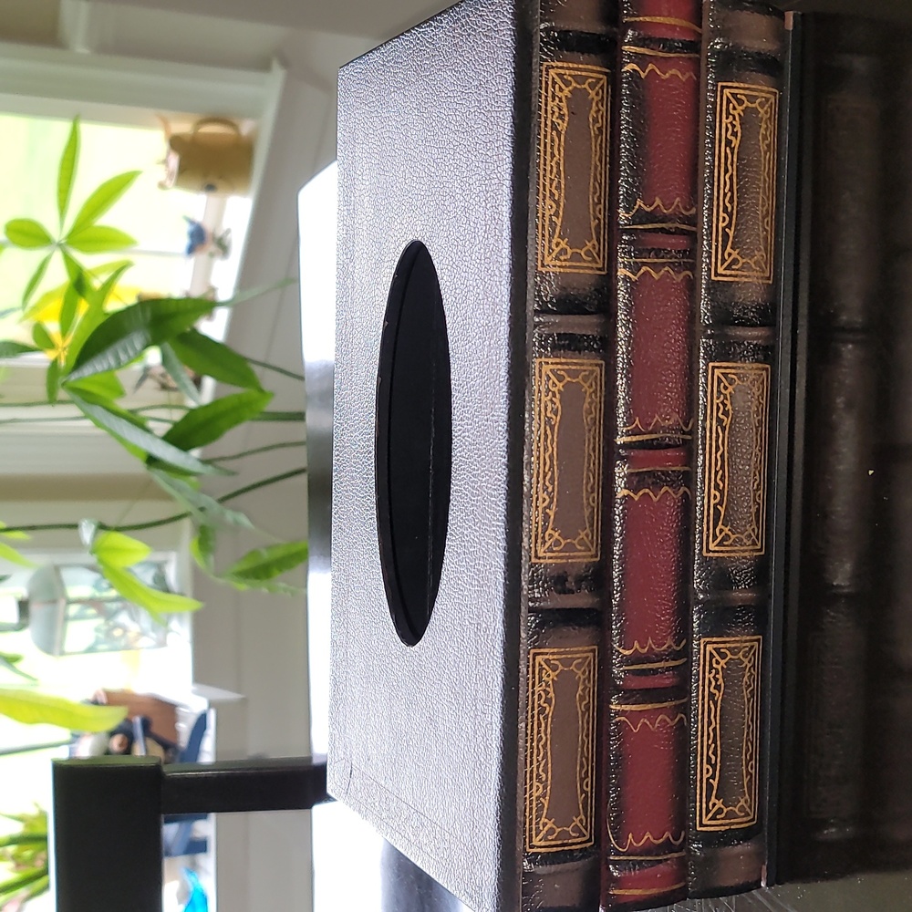 Tissue Box- Wooden Decorative Vintage design- stack of books
